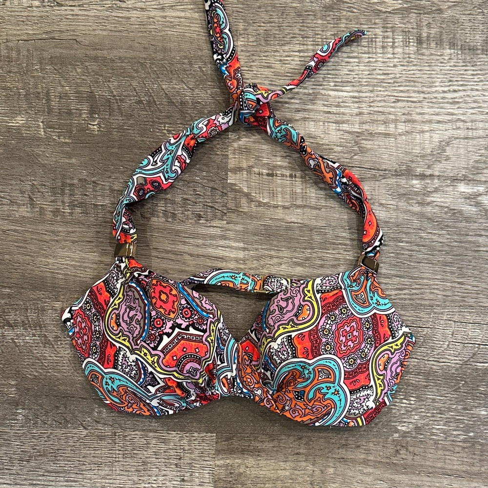 Victoria's Secret White Multicolor Paisley Bikini Top